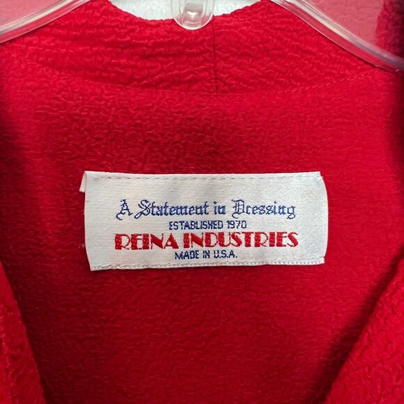 Reina Industries Vintage Beaded Button Down Red Top Size Medium - Picture 2 of 9